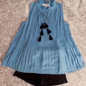 Loft blue top with cute tassel details. Size XS but can also fit S!